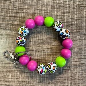Silicone Colorful Beaded Keychain Bracelet